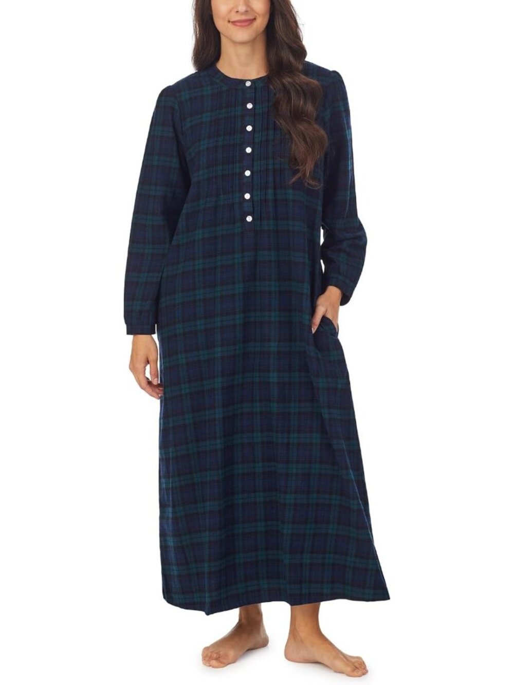 Cozy 100% Cotton Flannel Long Sleeve Nightgown for Women - Perfect for Sleep